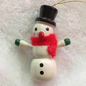 Festive Snowman Ornament with Red Scarf and Black Hat